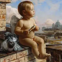 Ангел Мальчик DIY масляная краска ing по номерам бескаркасная краска на белье картины на стену в стиле модерн для гостиной стены искусства домашнего декора