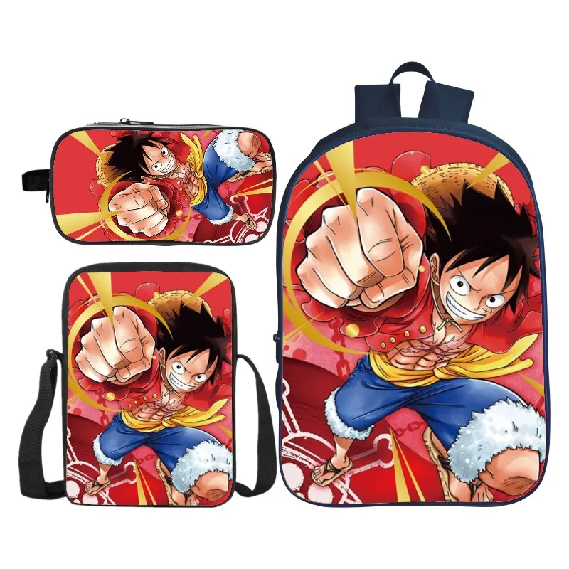 

3Pcs/Set Oxford 3D Printing ONE PIECE Kids Shoulder Backpacks Cartoon Children School Bags for Boys Schoolbag Girls Bookbag Gift