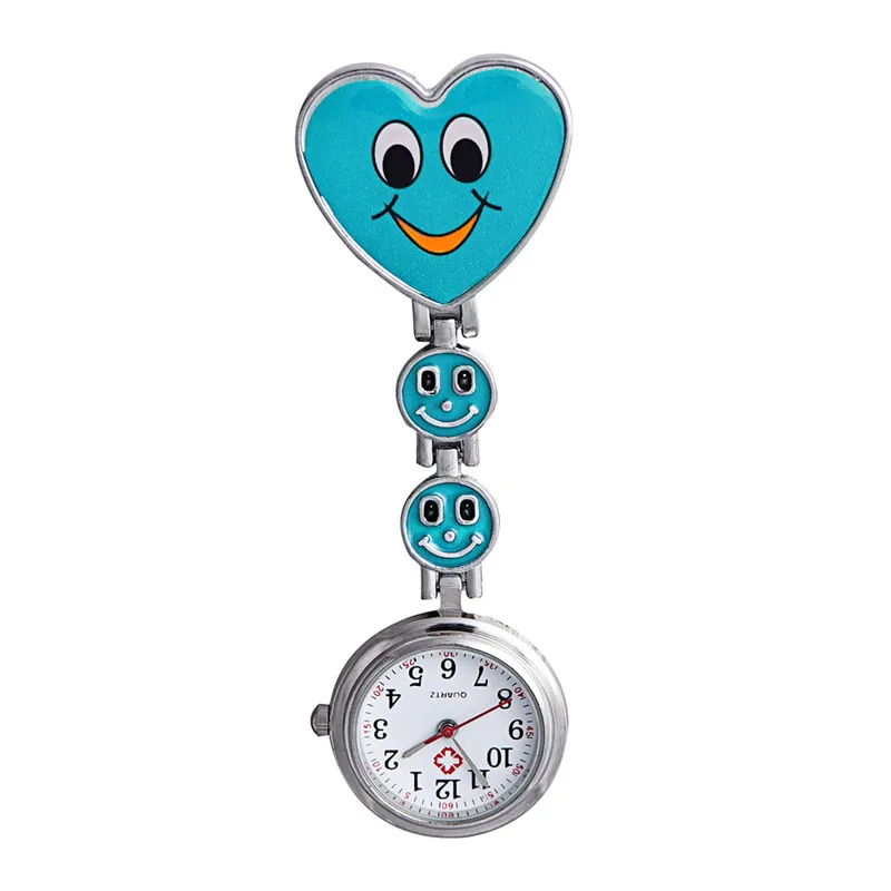 

New Retro Gift Pocket Watch Women's Smiling Face Heart Clip-On Pendant Nurse Brooch Vogue Casual relojes Fast shipping CLAUDIA