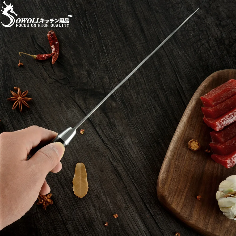 Sowoll, высококачественный кухонный нож из нержавеющей стали, лезвие с рисунком рыбьей кости, 8 дюймов, нож шеф-повара, нож для фруктов, овощей, кухонный стальной нож