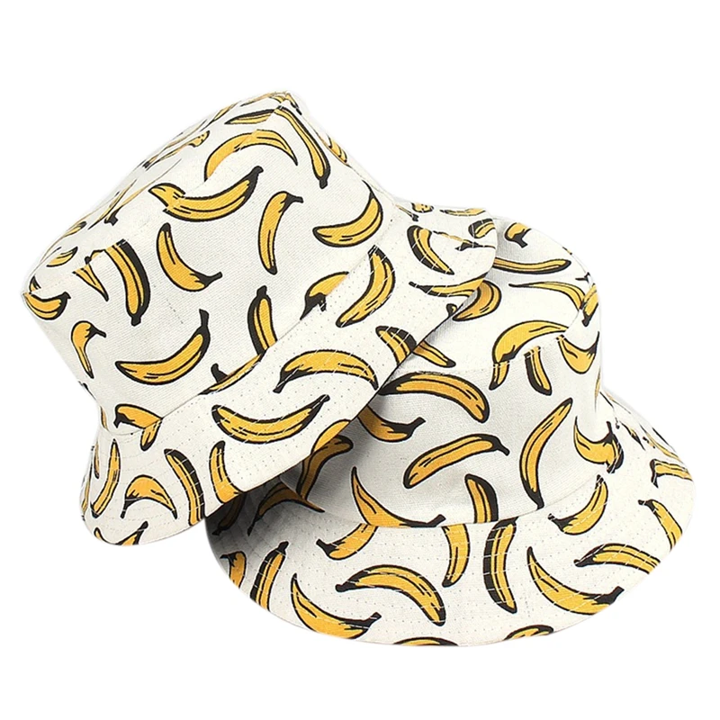

New Three-dimensional Letter Fisherman Hat Banana Print Double-sided Breathable Collapsible Sun Hat Female Men's Clothing