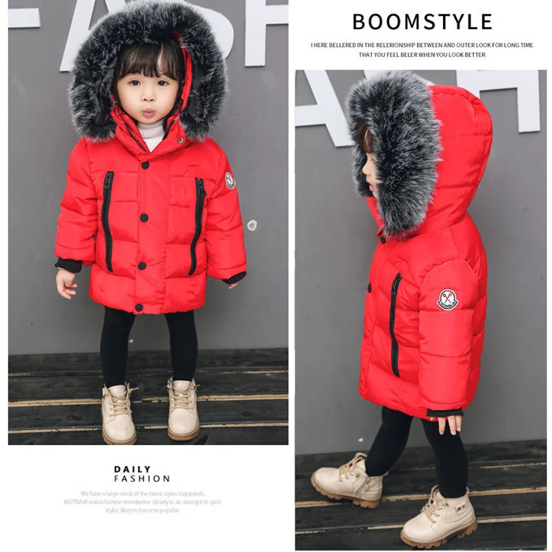

Girls Coat 2018 Winter New Children's Clothing Boys Jacket Nagymaros Collar Down Padded Jacket Baby 2-7Years Boys Down Jacket