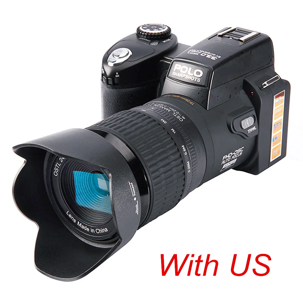 D7100 US ELRVIKE HD POLO D7100 цифровая камера 33 млн пикселей с автофокусом Профессиональная зеркальная видеокамера 24X оптический зум три объектива - Цвет: D7100 US