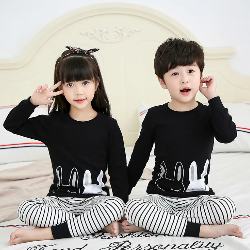 Winter Children's Pajamas Long-sleeved Kids Pajamas Boys Sleepwear T-shirt+Pant Clothing Sets Baby Girl Clothing Night Suit