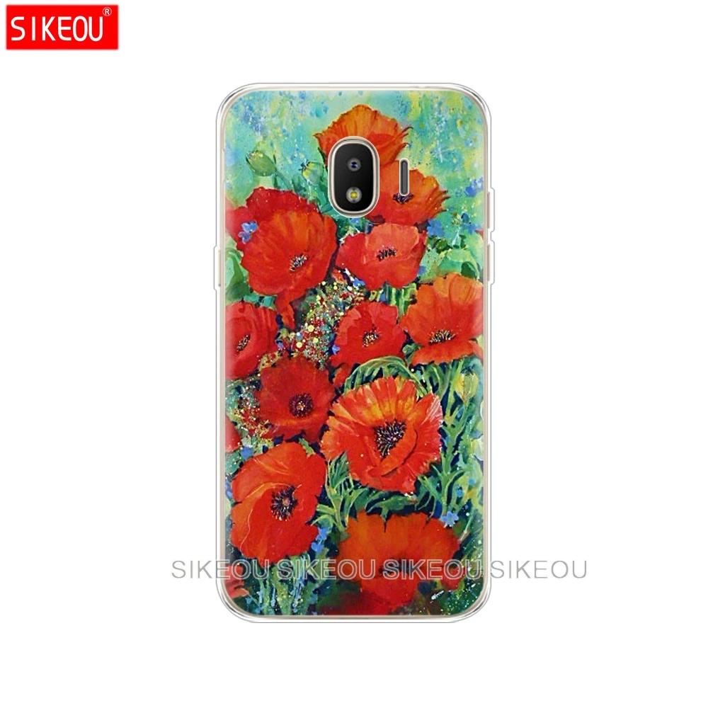 Силиконовый чехол для телефона Samsung Galaxy J3 J5 J7 2017 J330 J530 J730 PRO j2 2018 красные цветы