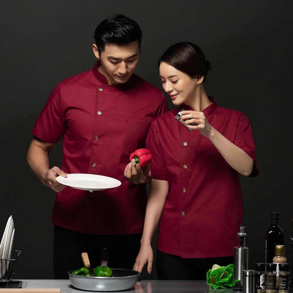 Шеф-повар униформа Ropa De Cocina короткий рукав куртка для повара для официантов и официанток отель Кофе магазин Открытая Летняя обувь Рабочая одежда пальто