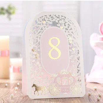 

Luxury Pink Flower Elegant Laser Paper Event Party Supplies Decoration Accessories Baby Shower Seat Guest Wedding Table Card