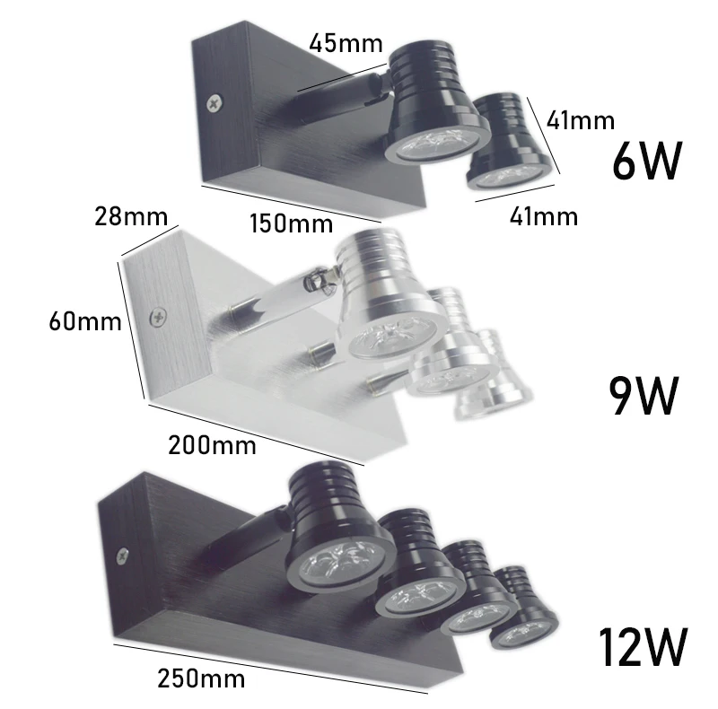6 Вт, 9 Вт, 12 Вт, современный алюминиевый светодиодный зеркальный фонарь для ванной комнаты, настенные светильники для макияжа, светодиодный туалетный столик, настенные бра, освещение