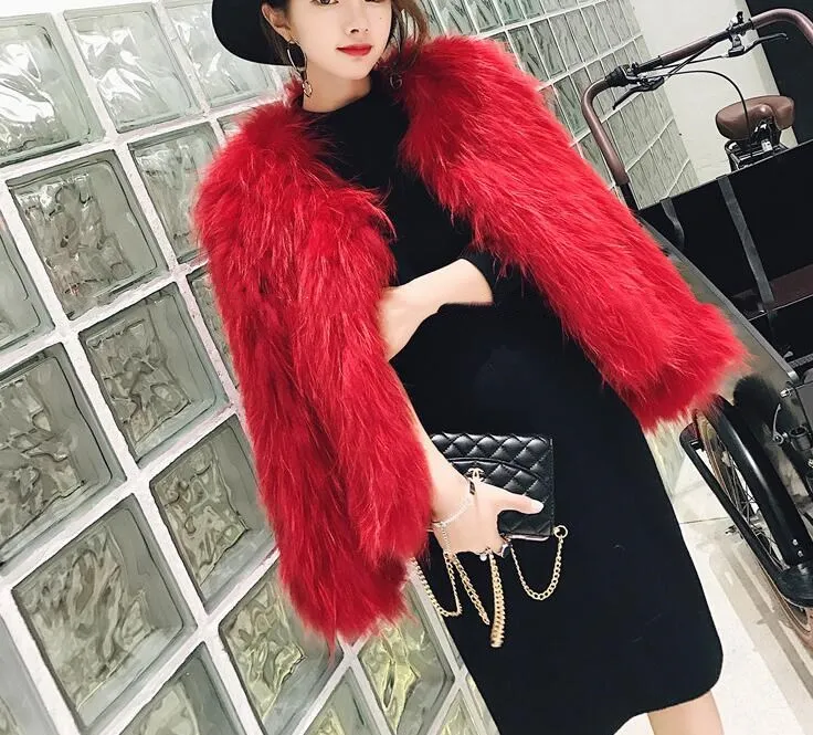 Vestes Véritable Manteau Naturel Pour Femme Laveur Taille Fei Raton Grande Rouge Tricoté Yin Les Fourrure De Femmes pngxFw4Xq