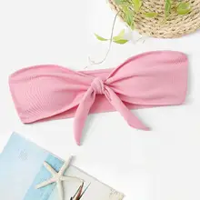 Женский Бикини Топ бандо бандаж Бандаж Бикини Топ пуш-ап пляжный бюстгальтер с подкладкой дамские летние swin Топы maillot de bain