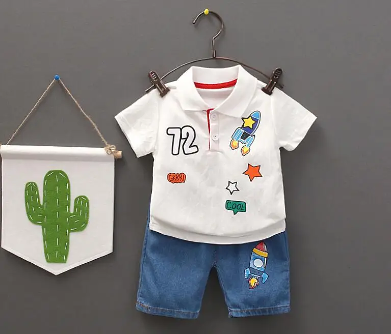 

summer holiday kids baby BOYS clothes sets fashion T shirt+ short pants boys summer casual daily outfits set ROCKET