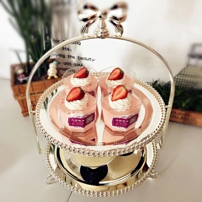

European wedding cake stand double silver plated disc afternoon tea heart plate pastry sitting room furnishing articles