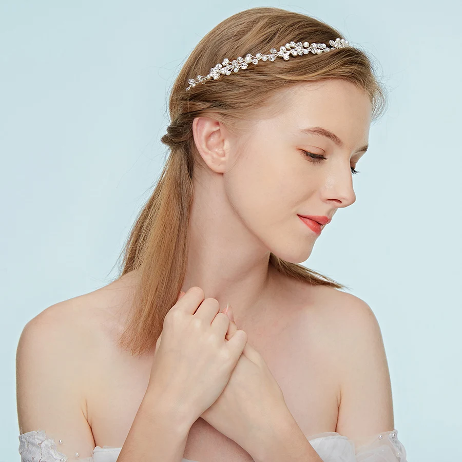 1pc Fashion Barrette Pear Rhinestone Head Chain Tiara Wedding
