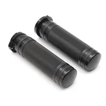 1 Pair Black Rubber And CNC Billet Aluminum 25mm Motorcycle Handlebar Hand Grips For Harley Sportster Cruiser Custom