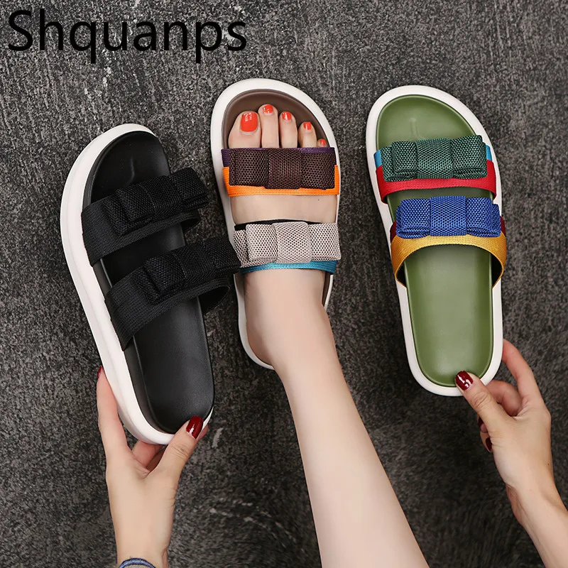 

2019 Summer Beach Flip Flops Women's Sandals Slippers Female Flat Sandals Slipon Lazy Shose for Women Outdoor Shoes Scarpe Donna