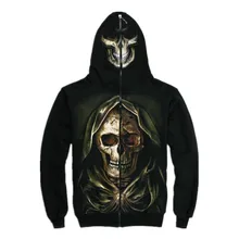 Весна осень мужская светящаяся с принтом черепа толстовки с капюшоном на молнии зима мужской флис теплый череп маска толстовки плюс размер пальто SSW94