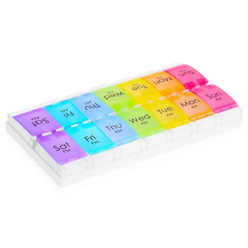 

7 Day Weekly 14 Compartment Pill BoxMorning Night Medicine Pill Organizer Tablet Storage Container Case For Health Care Tools