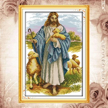 

Joy Sunday Counted cross stitch kits embroidery Jesus sheep 3 DMC14CT 11CT fabric hotel office deco painting deal free shipment