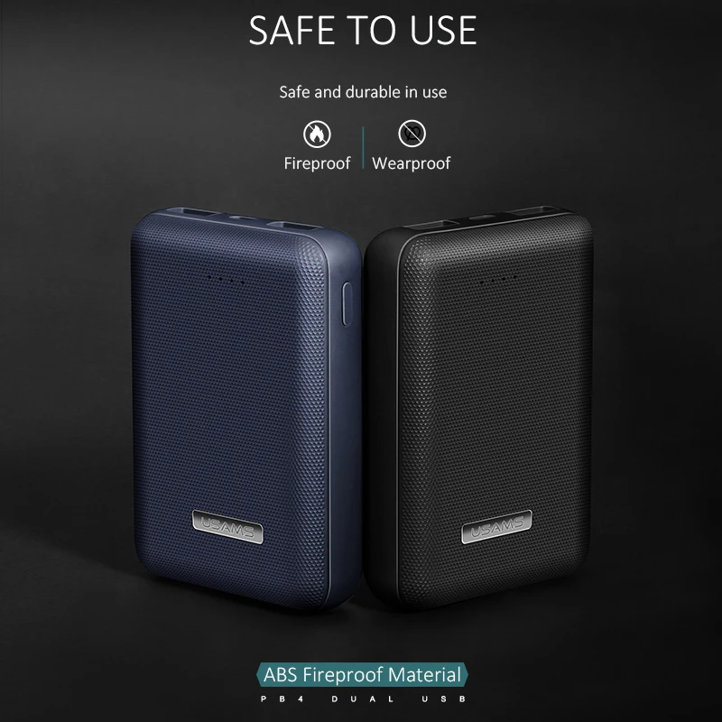Мини банк питания 10000 мАч USAMS Light Dual USB ультратонкое портативное Внешнее зарядное