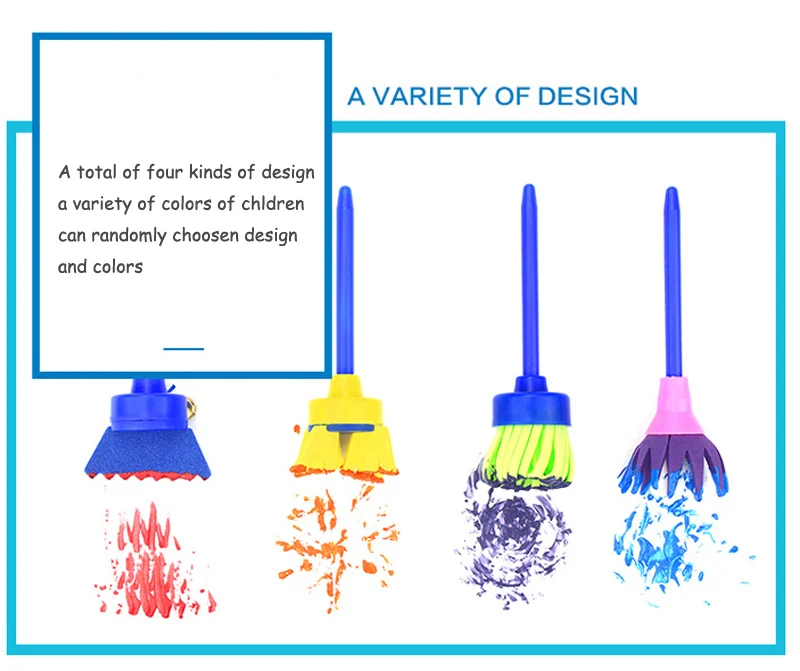 EZONE 4 шт. кисть-губка различной формы для детей DIY цветок граффити акварельные губка для рисования художественные игрушки офисные поставки