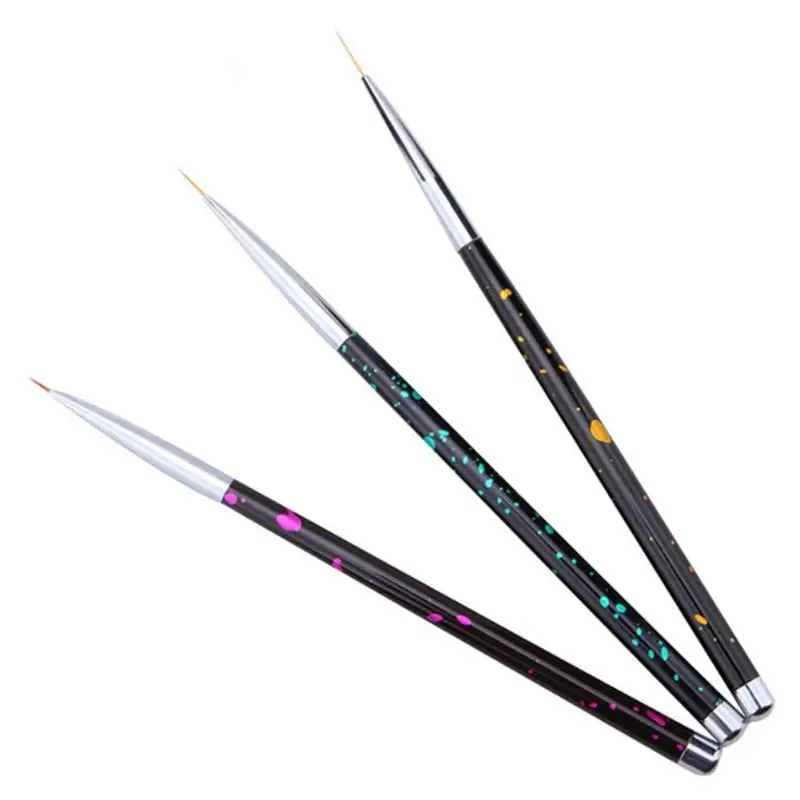 

3pcs Professional Nail Art decoration tool Set UV Gel Liner Polish Drawing Pens Metal Handle Painting Pencils Manicure Tool