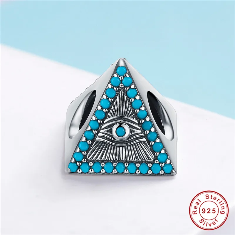 

fit Pandora Charm Bracelet 925 Sterling Silver Blue Eye Triangle Moutain Beads Women Pendant Necklace Accesorries Jewelry Making