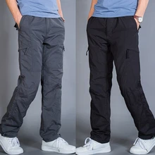 Зима двойной Слои толстые Для мужчин Брюки карго Повседневное Теплые Мешковатые хлопковые брюки для Для Мужчин's Брюки для девочек мужской Военная Униформа камуфляж