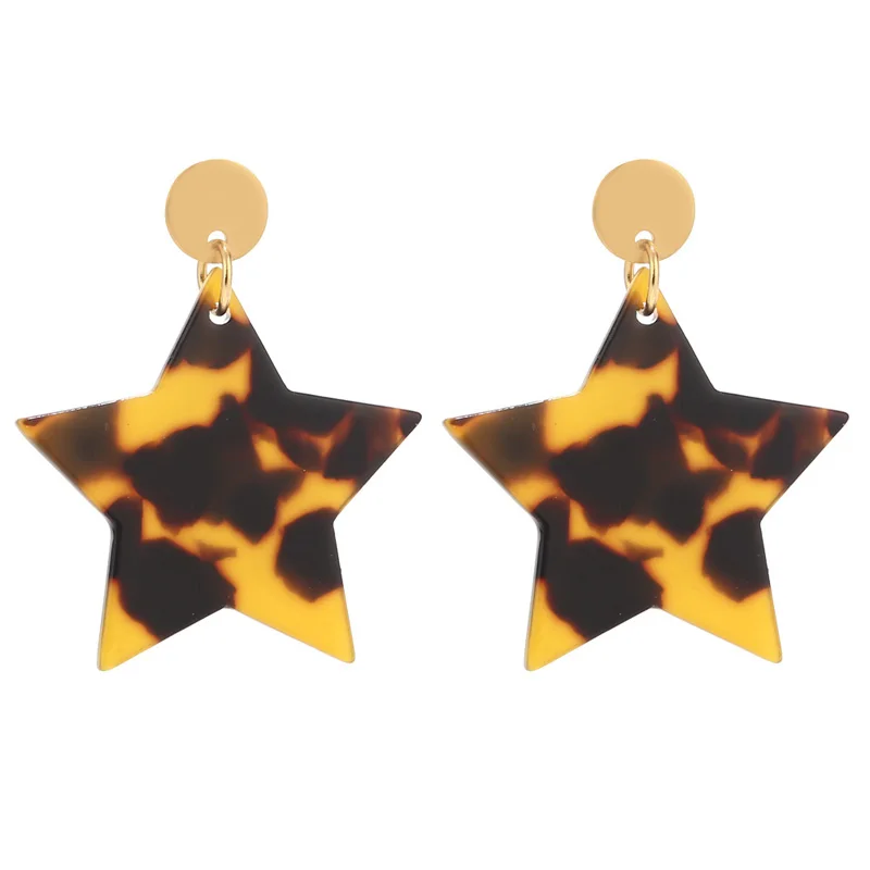 

New stainless steel star Earrings Fashion Jewelry Leopard Printed Acrylic Drop Earrings for Women