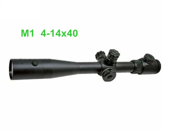 

Laser weapon M14 4-14X40+R Air rifle scope red green Mil-Dot Reticle with front inside red laser attached and locking mechanism
