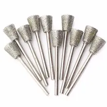 10 pces 1-8mm invertido cônico diamante cabeça de moagem bits jade carving rebarbas ilovetool