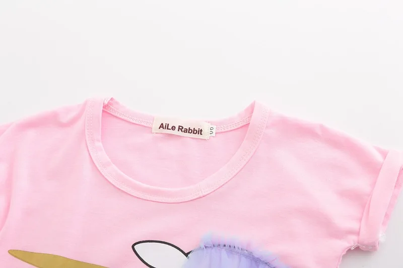 spesifikasi Vimikid Anak Perempuan Set 2018 Baru Ins Kapas Kartun Unicorn T Kemeja + Warna Mesh 2 Pcs Setelan Putri Bola gaun untuk Anak anak K1