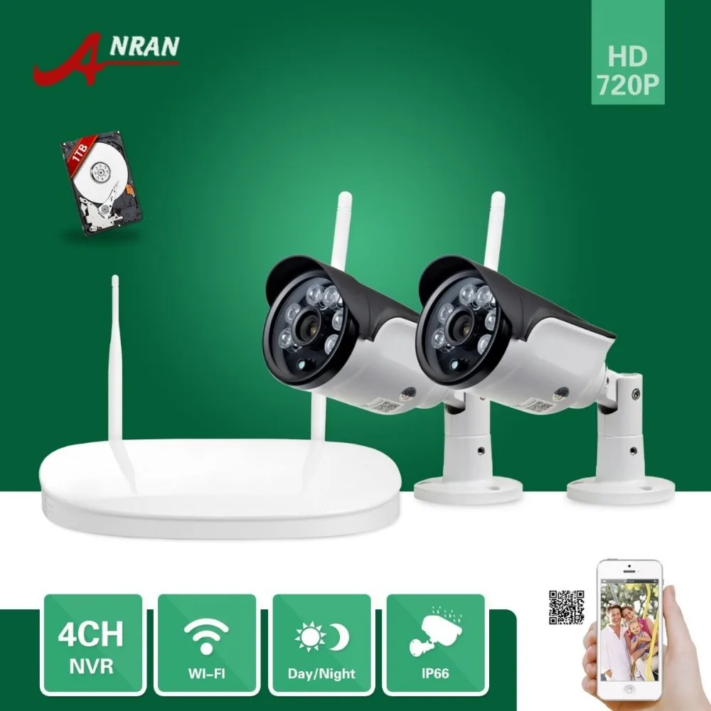 New Arrivel ANRAN Plug &Play 2PCS Array IR 720P Network WIFI IP Cameras 4CH HDMI Wireless NVR 1TB HDD Home Security CCTV System