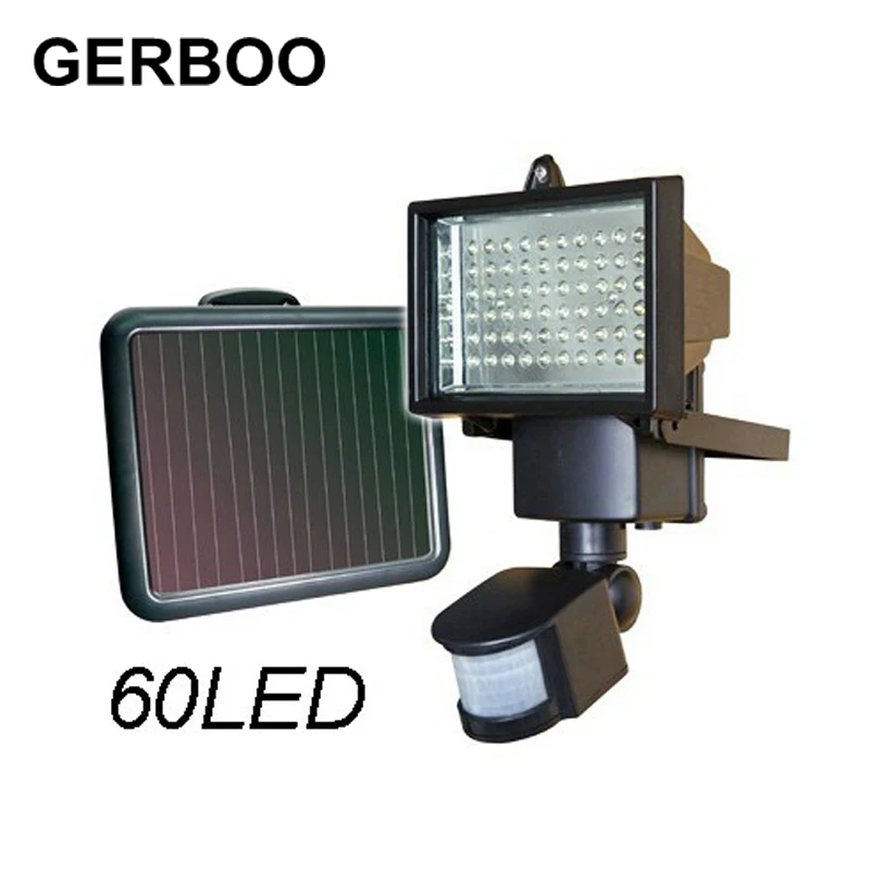 60 LED водонепроницаемый Солнечный свет PIR датчик движения настенный светильник