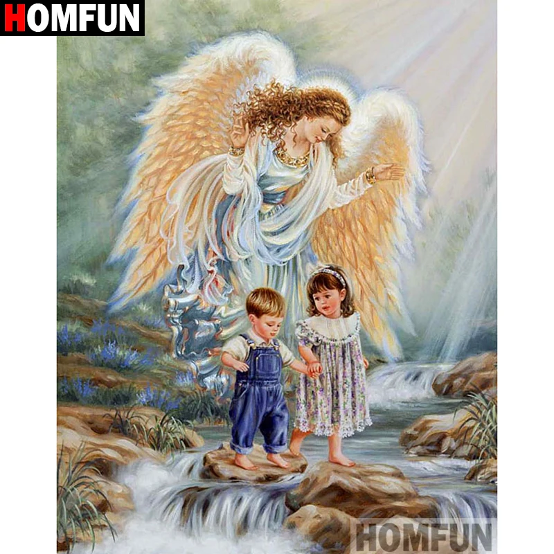 

HOMFUN Full Square/Round Drill 5D DIY Diamond Painting "Angel child" Embroidery Cross Stitch 5D Home Decor A01387