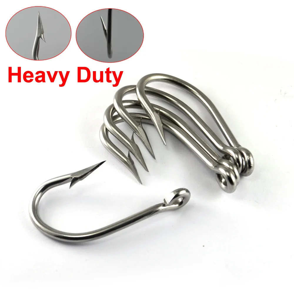 

30PCS Strong Tuna Shark Fishing Hook Big Game Saltwater Sea Hooks Stainless Steel Barbed Jig Boat Trolling 12/0 [YG0004]