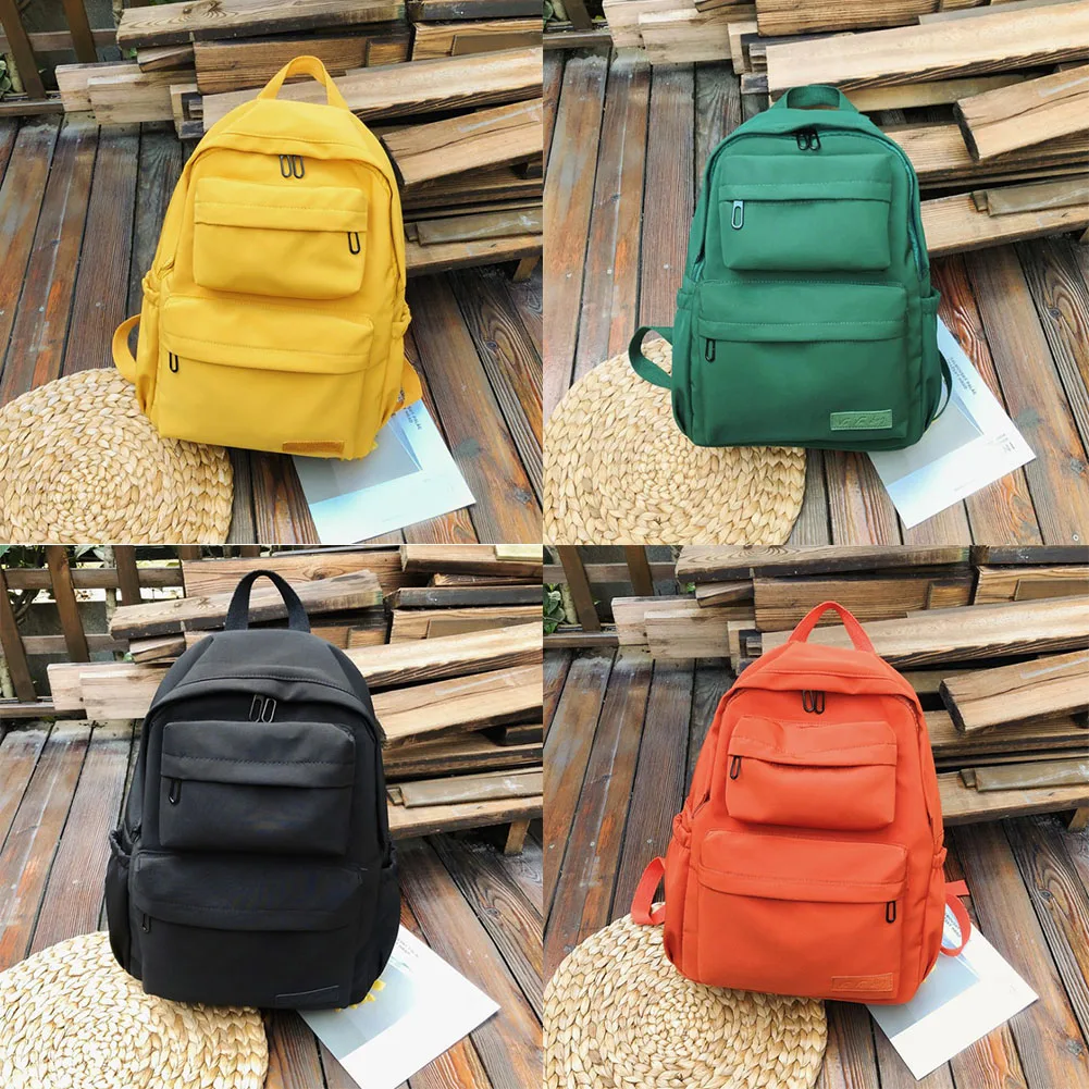 

New Nylon Multi Pocket Backpack For Women Korean Style Candy Color Travel Backpacks Female School Bag For Teenage Girls