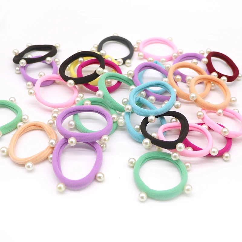 10 قطعة المرأة اللؤلؤ مرونة الشعر العصابات أغطية الرأس الفتيات ذيل حصان حامل غطاء الرأس الأربطة المطاطية الشعر خواتم Braider التصميم التبعي