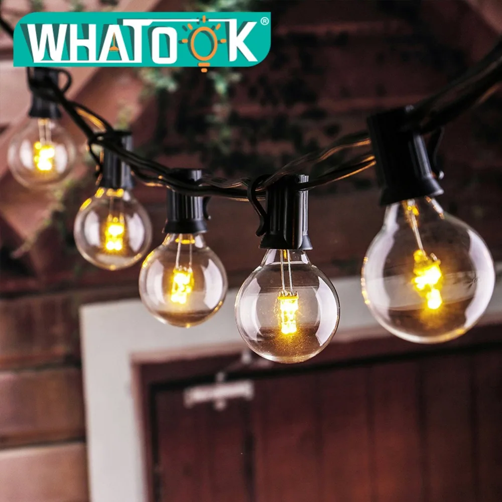 

Warm White 25 Bulbs G40 Globe String Lights UL List Patio Light Vintage EU/US Plug for Indoor/Outdoor Umbrella Garland lights