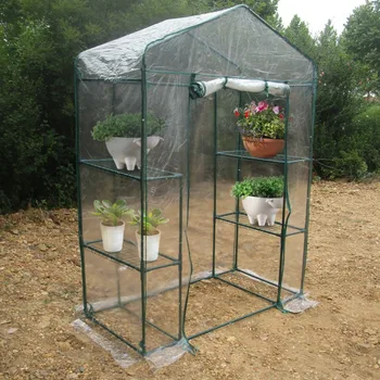 

Outdoor 4 Tier Mini Greenhouse Iron Stands shelves Portable Garden Balconies Patios Decor With Green House Cover