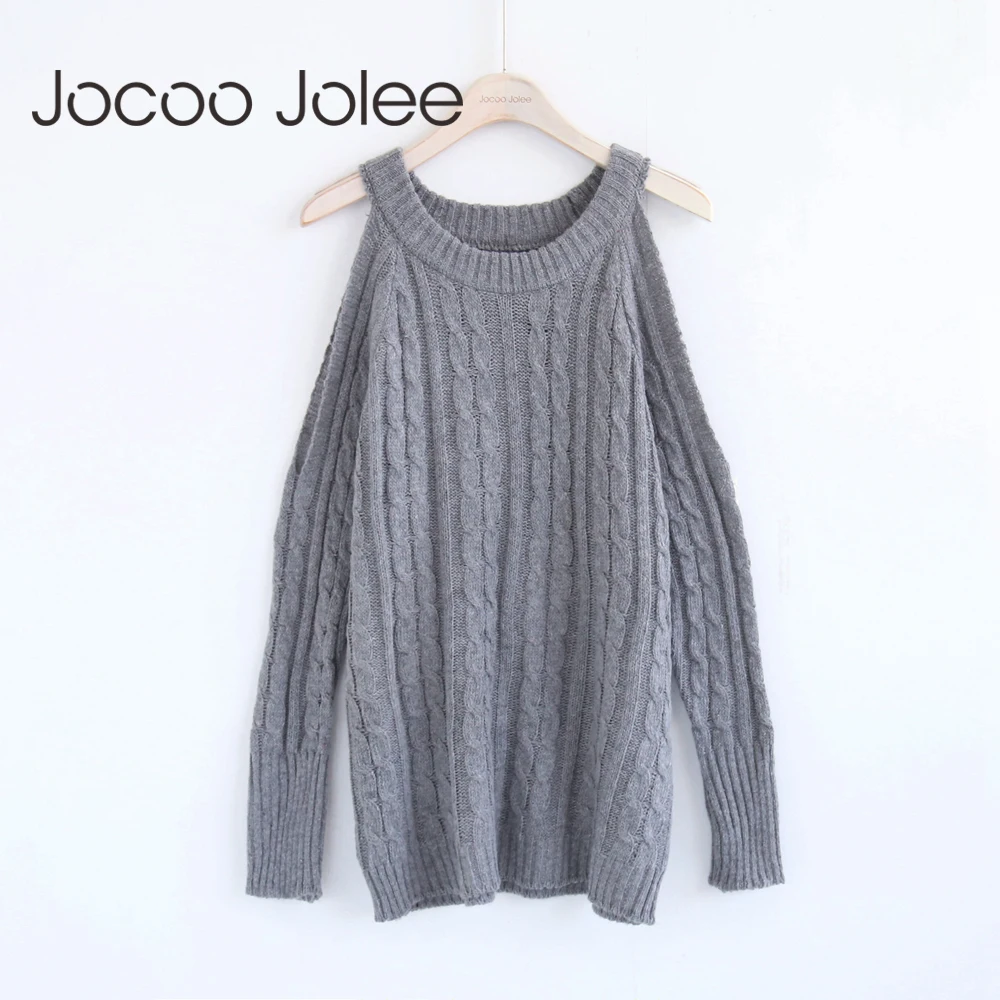 

Jocoo Jolee Autumn Winter 2018 Sweaters Off Shoulder Loose Sweater Female Sweater Strapless Twist Sweater Jumper Pullover