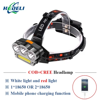 

Power bank headlamp usb led headlamp linterna led cabeza COB headlight xml T6 head lamp lanterna 18650 camping hunting headtorch