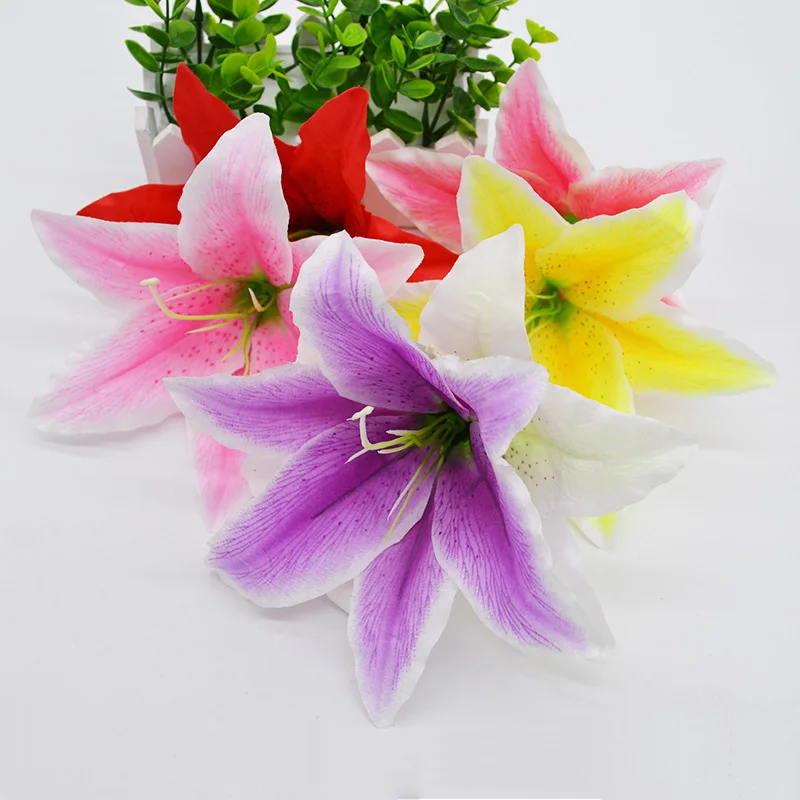 10pcs/lot 18cm Silk Lily Artificial Flower Head For Wedding Decoration DIY Garland Decorative Floristry Fake Flowers 10pcs/lot 18cm Silk Lily Artificial Flower Head For Wedding Decoration DIY Garland Decorative Floristry Fake Flowers