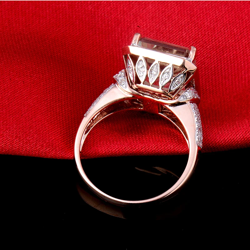 LOVERJEWELRY, кольцо для женщин, изумрудная огранка, зеленый драгоценный камень, натуральный аметист, бриллиант, обручальное кольцо, одноцветное, 14 к, розовое золото, ювелирное изделие