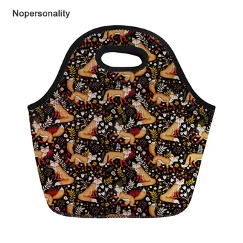 

Nopersonality 3D Animal Printing Lunch Bag with Cute Floral Fox Pattern for Women Girls Portable Neoprene Lunch Box Snack Bags