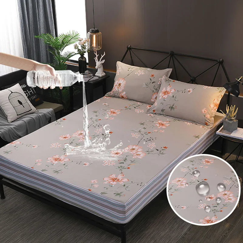 

Knitted Waterproof Mattress Cover Fitted Sheet Bed Mattress Topper Protector with Elastic Band Anti Dust Mite Air-Permeable