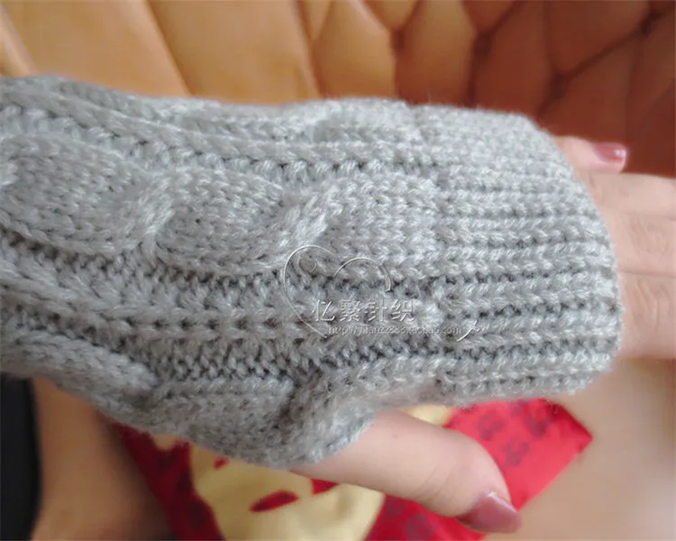 Зимние для женщин варежки голые пальцы длинные теплые половина палец вязание шерсть рукавом для верховой езды наручная повязка