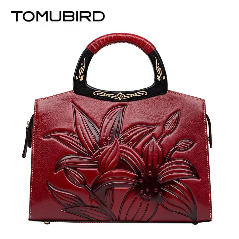 TOMUBIRD новая улучшенная воловья кожа тиснение известный бренд Женская сумка