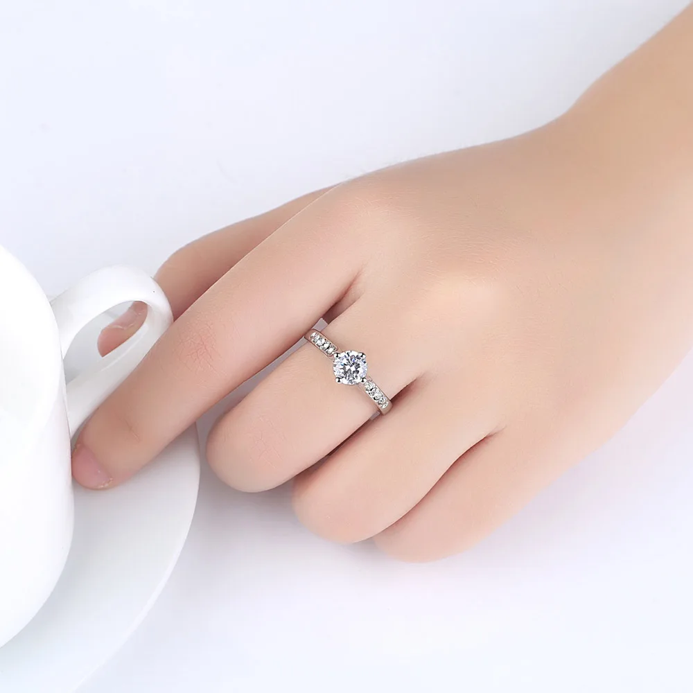 

Micro Inlay AAA round Cubic Zircon Lady Ring Rose Gold/Silver Color Simple Style Finger Rings Wholesale Dropshipping
