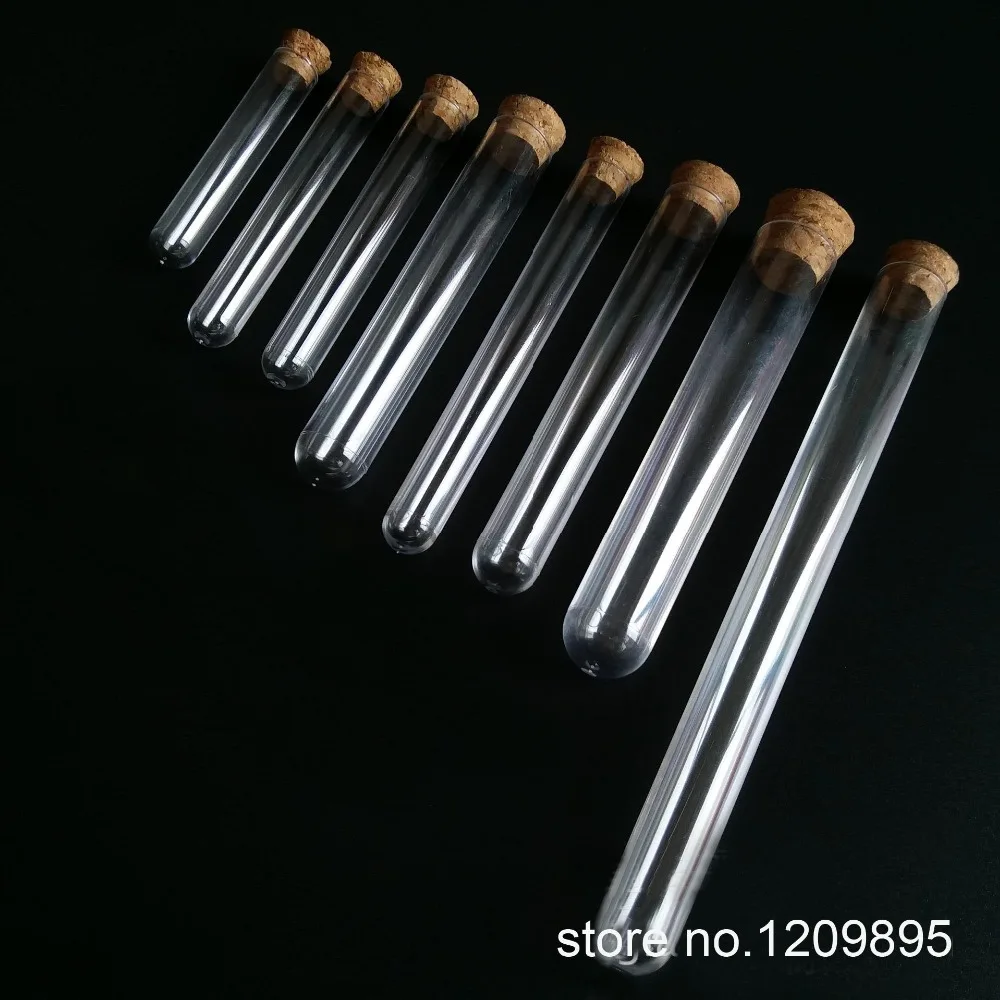 

200PCS/Pack 12*75mm 5ml Round Bottom Plastic Test Tube with Cork Hard Transparent Packing Vial Shool lab Free Shipping