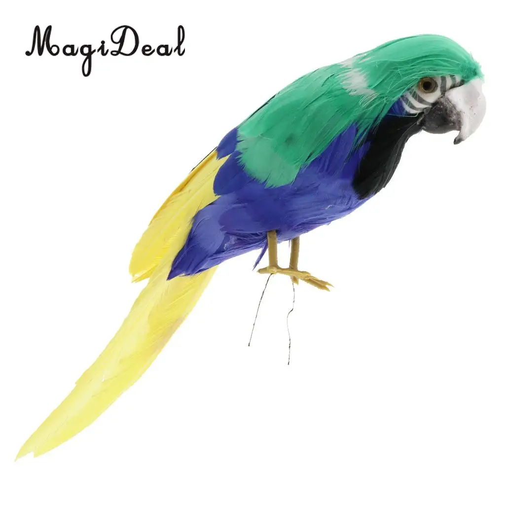 12'' / 30cm Decorative Feather Parrot Model Artificial Bird Statue Macaw Figurine Fancy Dress Props Garden Lwan Tree Decor